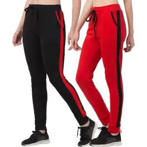Joggers Pants For Ladies Black and Red.