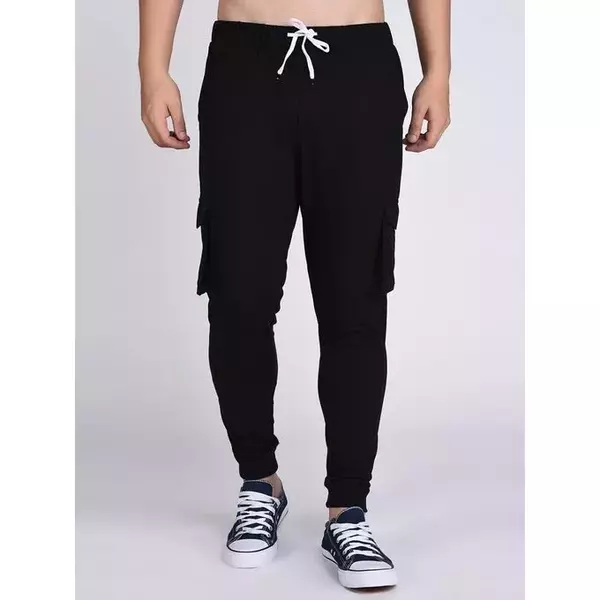 Cargo Joggers Pants Plain Black