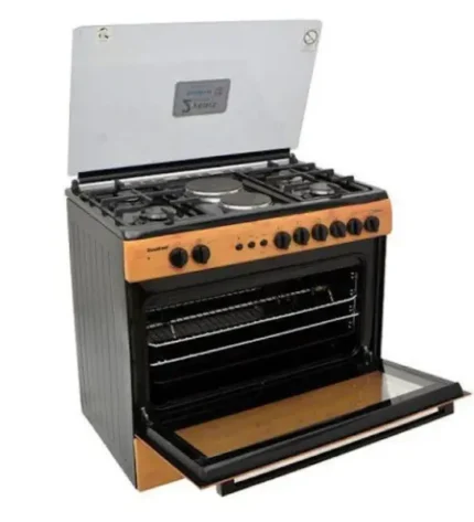 Scanfrost Gas Cooker 4 Burners 2 Hotplate SFC9425NGF Wood Finish